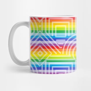 Rainbow Circles Square Diamond Pattern Mug